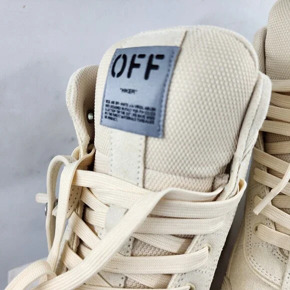 Off-White Hiker High Top Sneakers Men's 11US Beige Lace Up Closure - Picture 12 of 15